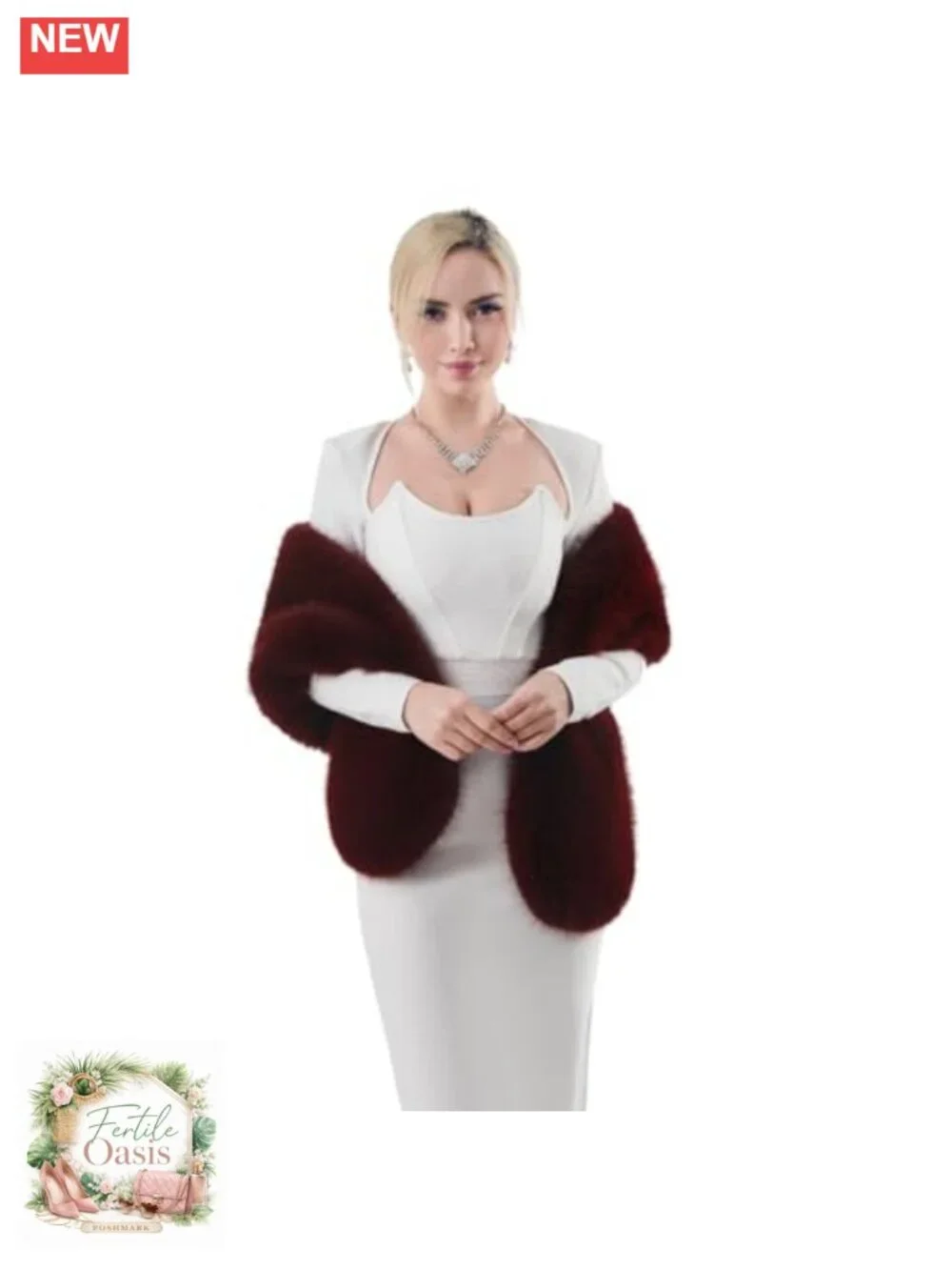 Women's Faux Fur Wrap Shawl Cape Winter Evening Party